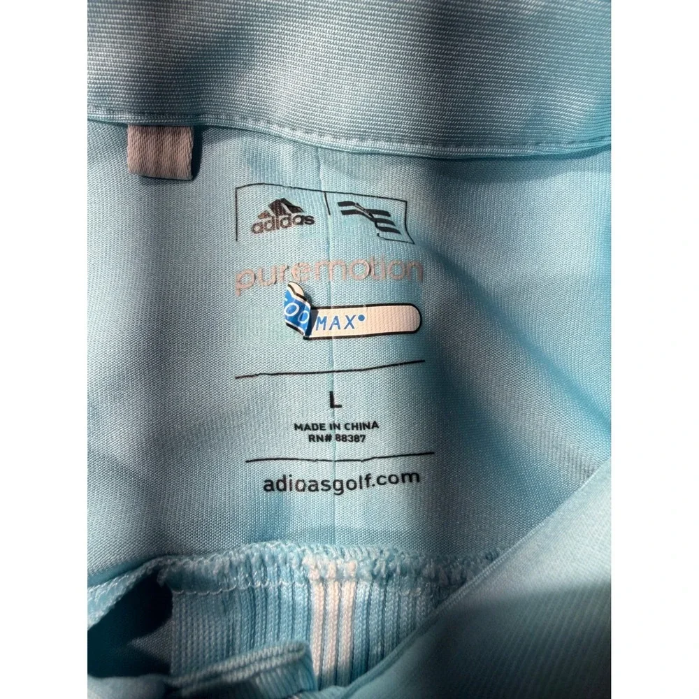 Adidas Golf Puremotion Polo Shirt Mens Large Blue Short Sleeve Snaps B19845